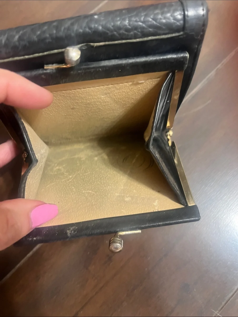 Vintage Dooney & Bourke Black Pebbled Leather Compact Wallet